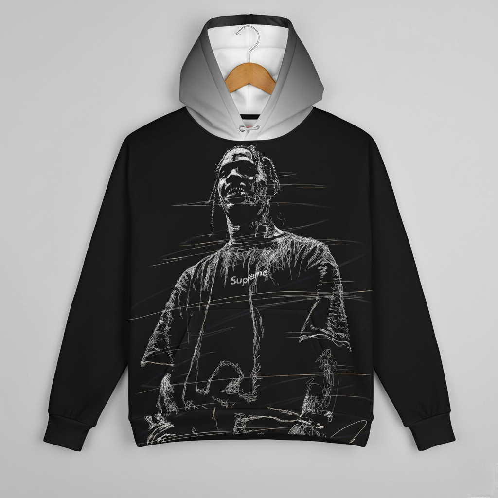 OUT OF THIS WORLD Black Graphic Heavyweight Oversized Hoodie | Travis Scott Style