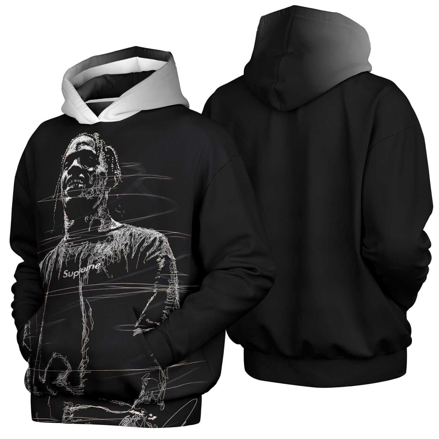 OUT OF THIS WORLD Black Graphic Heavyweight Oversized Hoodie | Travis Scott Style