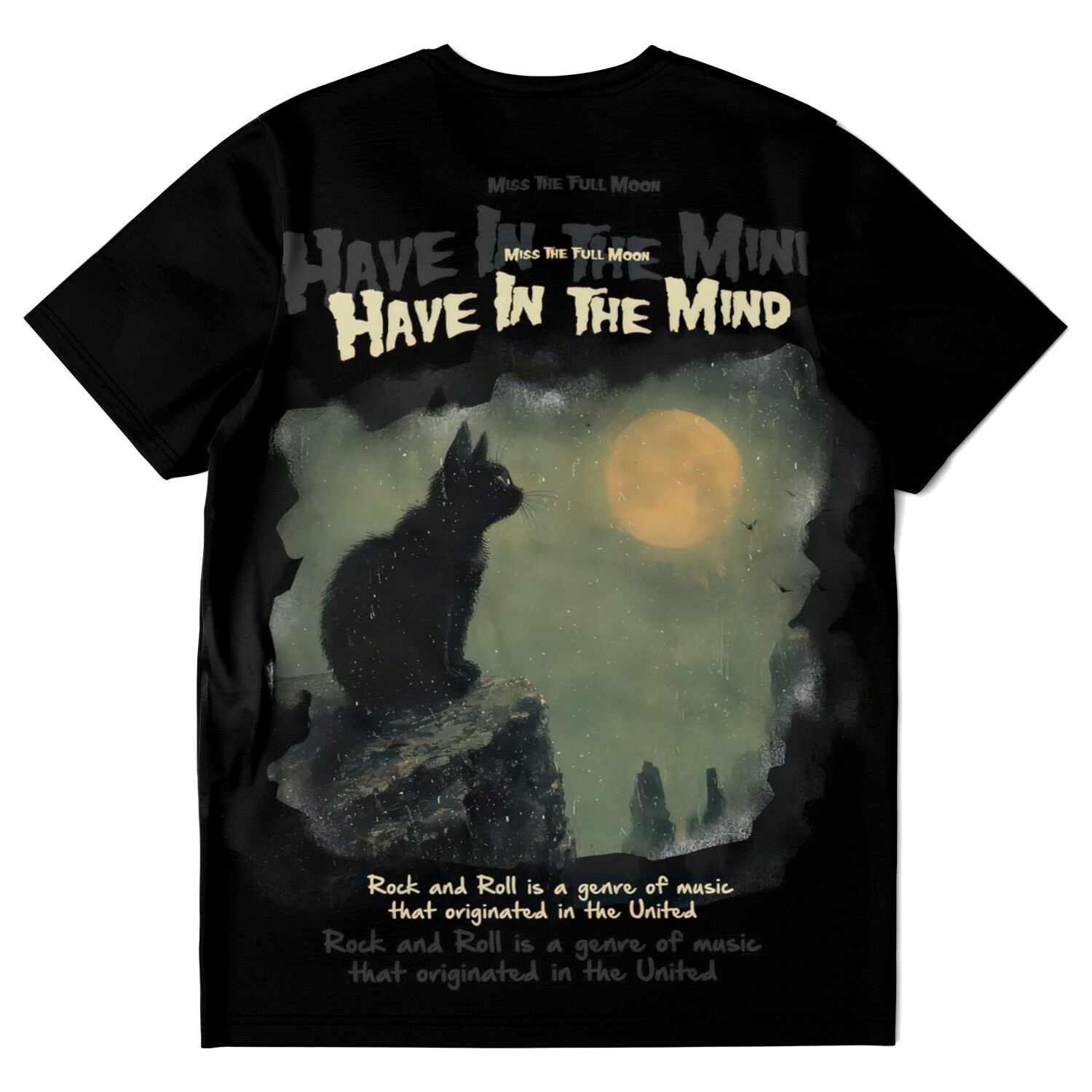 "Miss The Full Moon" Black Cat Back Tee